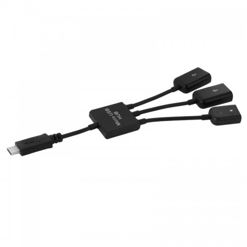 3 v 1 Micro USB HUB DVOJITÝ USB 2.0 OTG ADAPTÉR