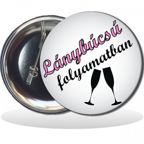 Odznak, S nápisom Prebieha rozlúčka so slobodou, s motívom pohára, 58mm