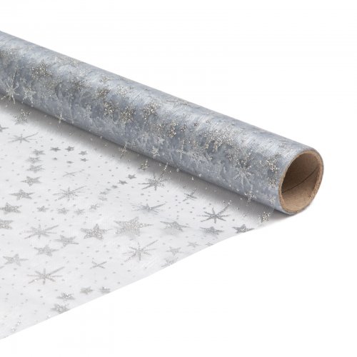 Vianočný behúň na stôl - sivý / strieborný - 180 x 28 cm