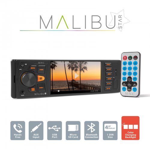 Multimediálny prehrávač  "Malibu Star" - 1 DIN - 4 x 50 W - BT - MP3 - AUX - SD - USB