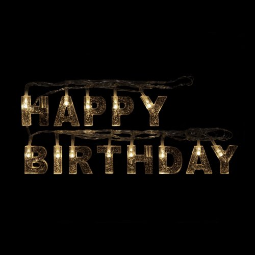 Narodeninová LED sveteľná reťaz -  "Happy Birthday" - 13 LED - 2 x AA - 2 m