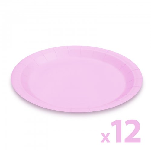 Sada papierových tanierov - ružová - 23 cm - 12 ks / balenie