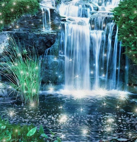 Diamantové puzzle - Trblietavý vodopád