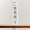 Skrytá predlžovačka so zabudovaným motorom - biela   3 x 250 V + 2 x USB