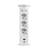 Skrytá predlžovačka so zabudovaným motorom - biela   3 x 250 V + 2 x USB