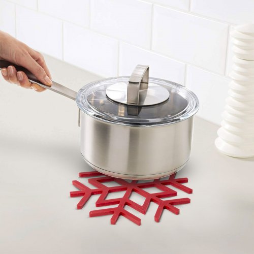 Silikónová podložka pod hrniec - krištál - červená - 17 cm