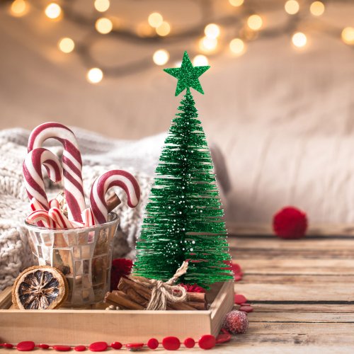 Mini vianočný strom - trblietavý - 18 cm - 4 farby