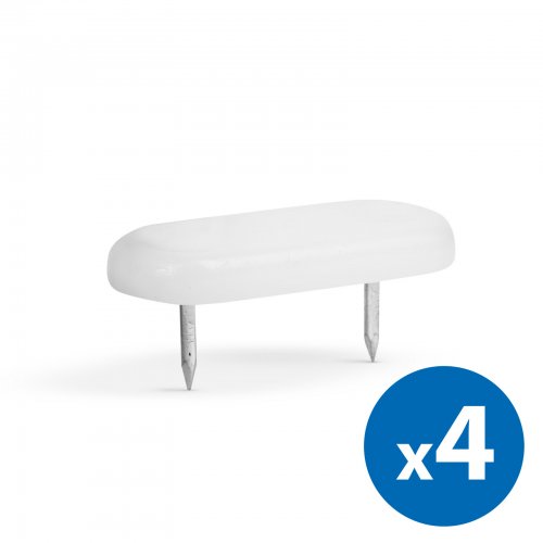 Sada plastových ochrán na podlahu – s klincom, biele  - 43 x 18 mm – 4 ks / balenie