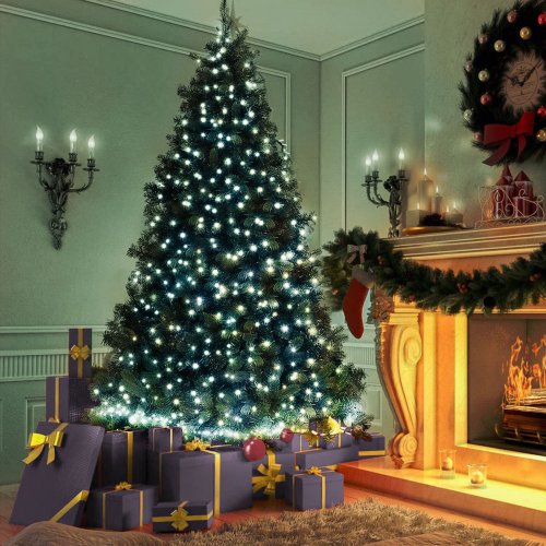 Sveteľná reťaz - 50 ks LED - studená biela - sieťové - 5 m - 8 programov