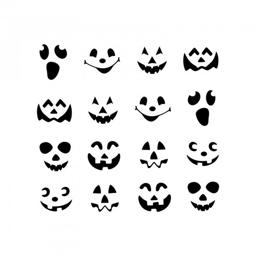 Sada halloweenskych fóliových nálepok - čierne tekvicové tváre - 16 ks / balenie