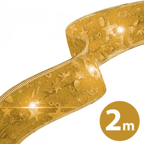 Vianočný LED pás - zlatý - 2 m x 5 cm - 2 x AA