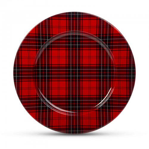 Vianočná tácka - kov - kockované - 33 cm