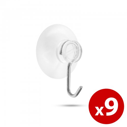 Nástenný vešiak s prísavkou - 9 ks / blister