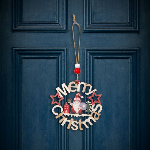 Vianočná dekorácia - drevo, trpaslík - 11 cm