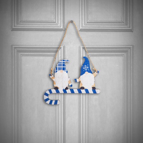 Vianočná dekorácia - Drevo, modrý trpaslík - 15 cm