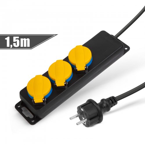 Predlžovačka do exteriéru s krytom - 1,5 m - 3 x 230V - 3 x 1,5 mm2 - IP44