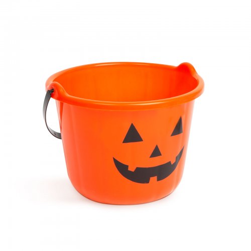 Halloweenske plastové vedro - tekvicový vzor - 20 x 15 cm