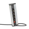Rohová predlžovačka - s vypínačom - 4 x 250V, 16A - 2 x USB, 2,1A - hliníkové telo