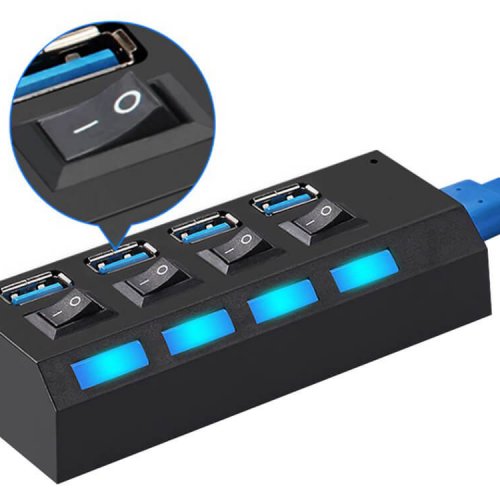 4-portový USB rozbočník so spínačmi