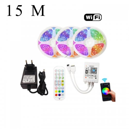 WIFI RGB LED set s diaľkovým ovládaním, 15 m