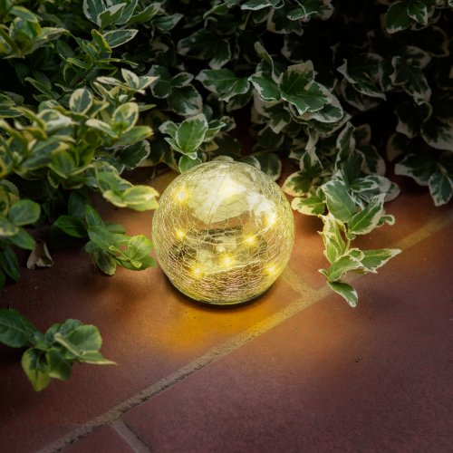 Zapichovacia solárna sveteľná guľa - 10 cm - 10 teplých bielych LED