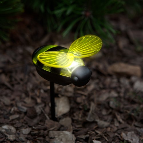 Zapichovacia solárna lampa - včielka -  8 x 7,5 x 14,5 cm - biela LED