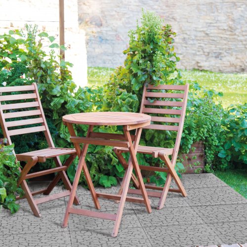 Záhradné dlaždice - kamenný vzor - plast - 29 x 29 cm - sivé - 4 ks / balenie