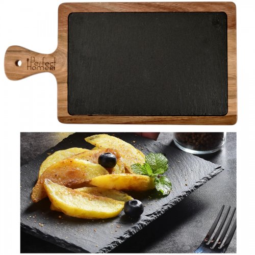 Bridlicová naberačka s akáciovým držiakom 26*18 cm