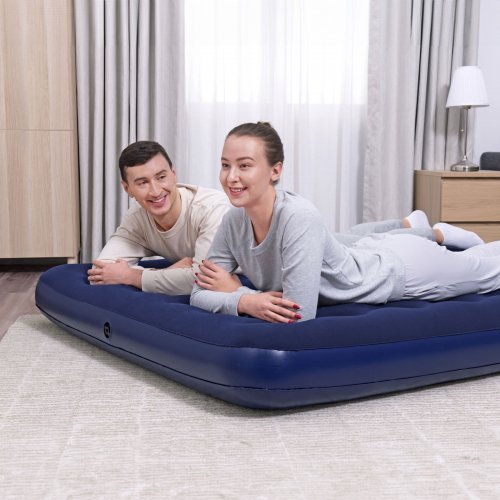 Nafukovací matrac - dvojmiestny, velúr - modrý - 203 x 152 x 22 cm