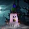 Halloweenska LED dekorácia - duch - ružová - 10 farebných LED - zavesiteľná - 2 x 2032 - 75 x 35 cm