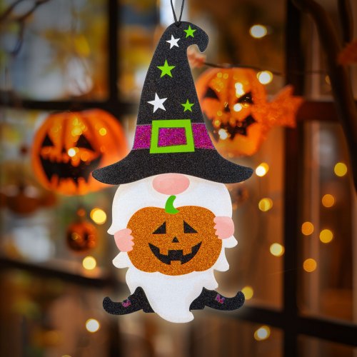 Halloweenska dekorácia - trpaslík - zavesiteľná - pena - 44 x 26 cm
