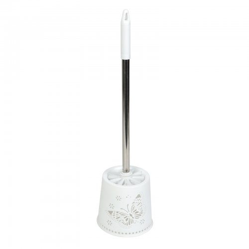 WC kefa + držiak - s motýľmi - 49 x 13 x 13 cm - biela