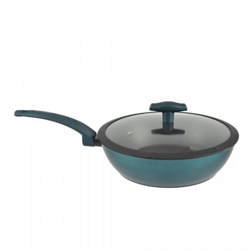 Sea Line nepriľnavý hliníkový wok so sklenenou pokrievkou 28 cm indukčný