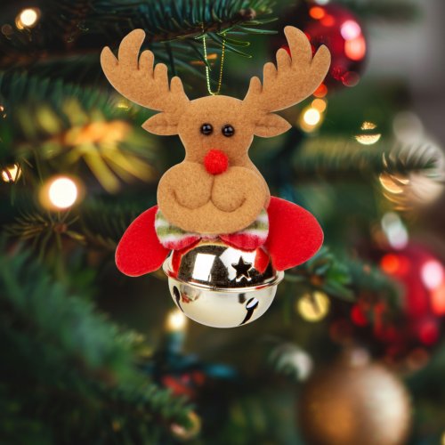 Ozdoba na vianočný strom - Sob so zvončekom - 11 x 10 cm 