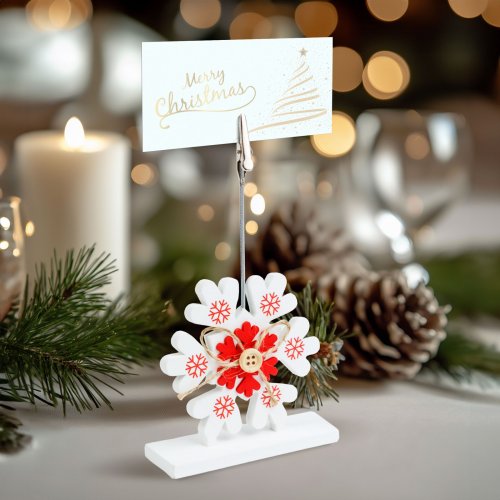 Držiak na menovky - so štipcom - ľadový kryštál - 8,8 x 8,8 cm