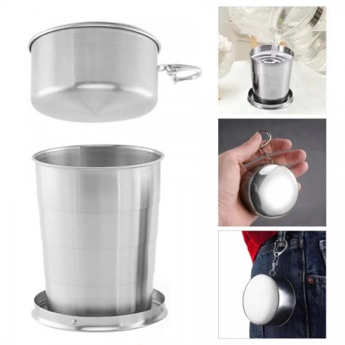 Skladací pohár, nehrdzavejúci 150 ml