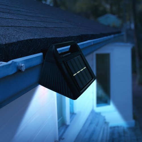 Solárne svetlo na odkvap - 6 studených bielych SMD LED - čierne