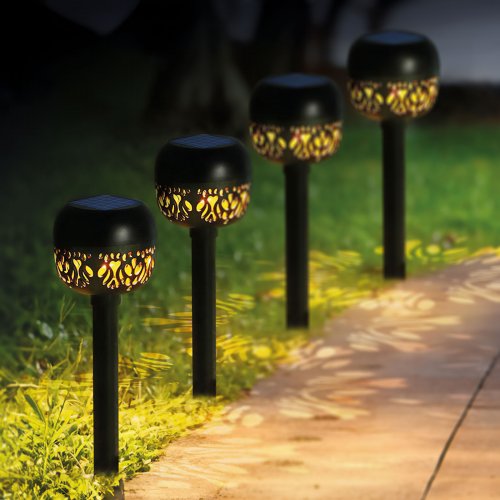 Zapichovacia solárna lampa - 1 teplých bielych LED - 8 x 8 x 38 cm