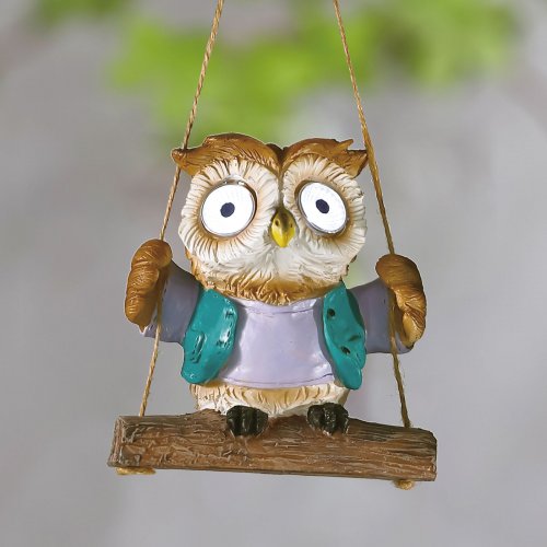 Zavesiteľná solárna dekorácia - sova - 2 biele LED - 10 x 6 x 28 cm