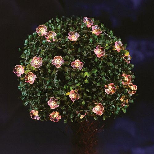 Solárna sveteľná reťaz - kvet - 2,4 m - 25  teplých bielych LED