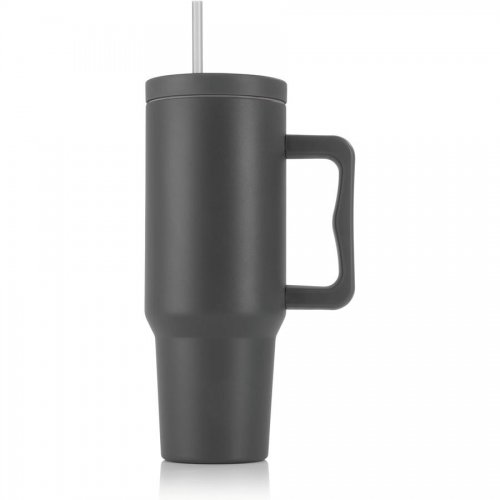 Gourmetmaxx Termo pohár s viečkom a slamkou 1,2 liter sivá