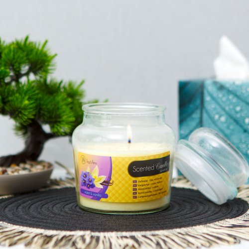 Vonná sviečka - s vrchnákom - fiaľka & vanilka - 310 g