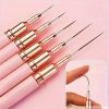 5 ks ružových/čiernych štetcov na Nail Art – dlhé štetce na detailné zdobenie nechtov, ideálne na gélovú manikúru a jemné vzory