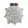 Halloween dekorácia - pavučinová podložka - strieborná - Ø37 cm - plast  