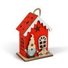 Vianočná LED dekorácia - domček so škriatkom - teplá biela LED, červená - 7,5 x 5 x 10 cm - 2 druhy