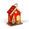 Vianočná LED dekorácia - domček so škriatkom - teplá biela LED, červená - 7,5 x 5 x 10 cm - 2 druhy