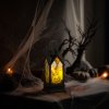 Halloweenová svetelná dekorácia - tekvica - žltá LED - 17,5 x 6,3 x 6,3 cm - 3 x LR44