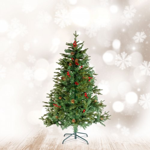 Umelý stromček - 150 cm - PE / PVC - s červenými bobuľami