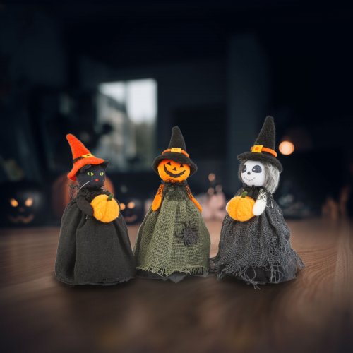 Halloween dekorácia - duch, mačka, tekvicová hlava - 21 cm  