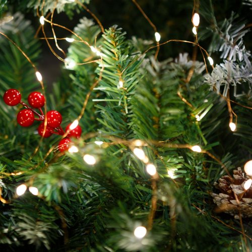 Svetelná reťaz – teplá biela – 100 x microLED – 10 m – 2 x AA